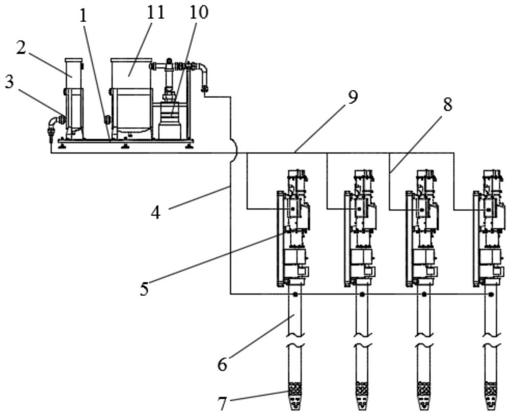 Filling device for controlling surface subsidence of coal mine