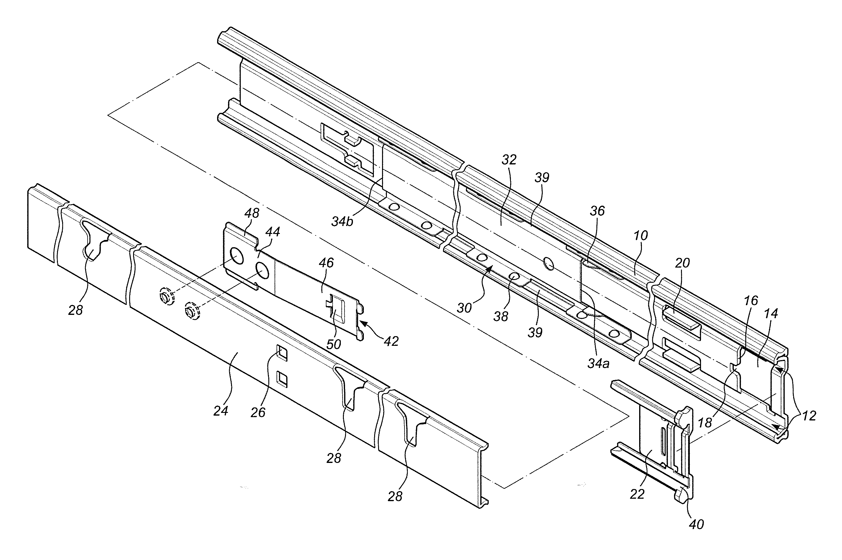 Slide assembly with positioning device