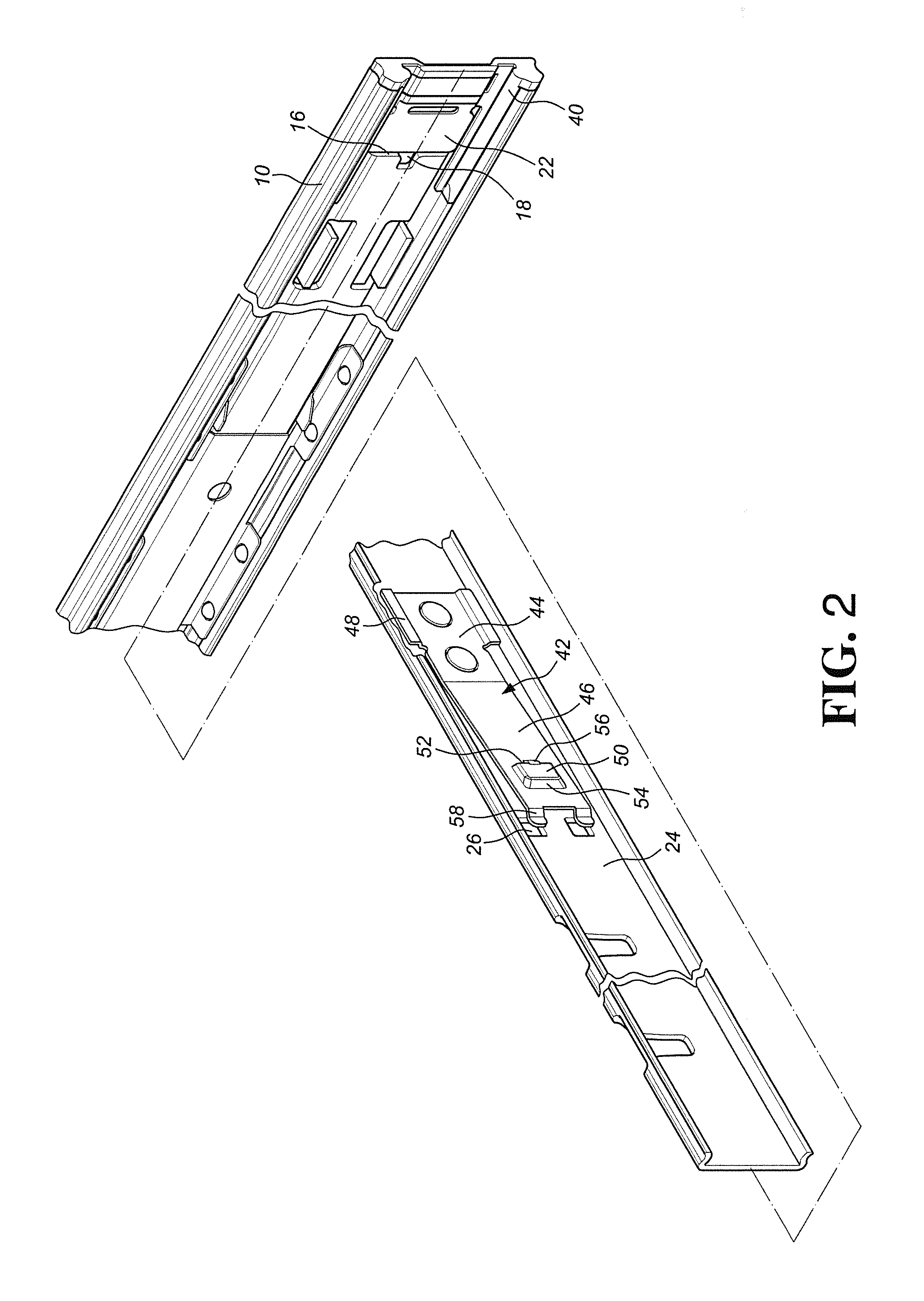 Slide assembly with positioning device