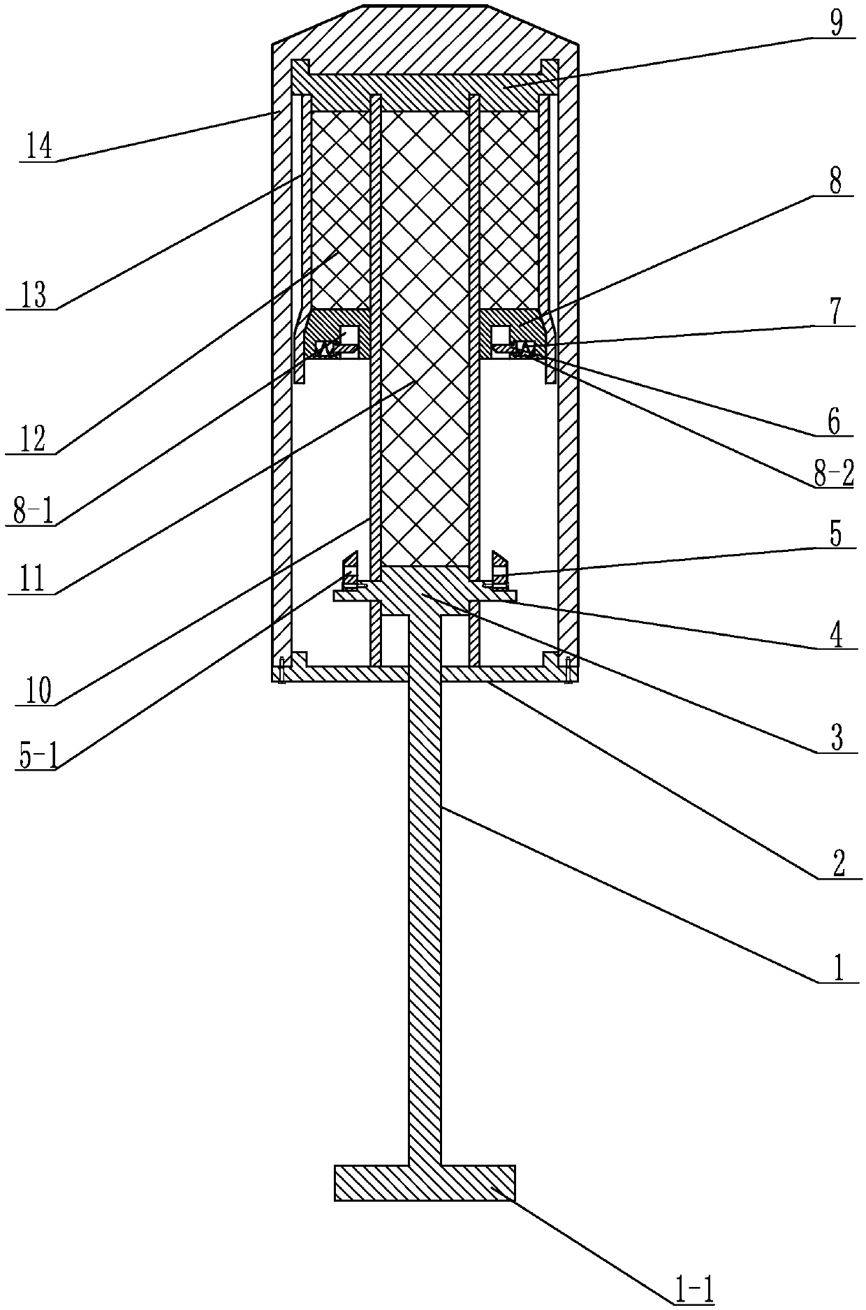 Recoverable rocket leg type buffering device with time-share series triggering function