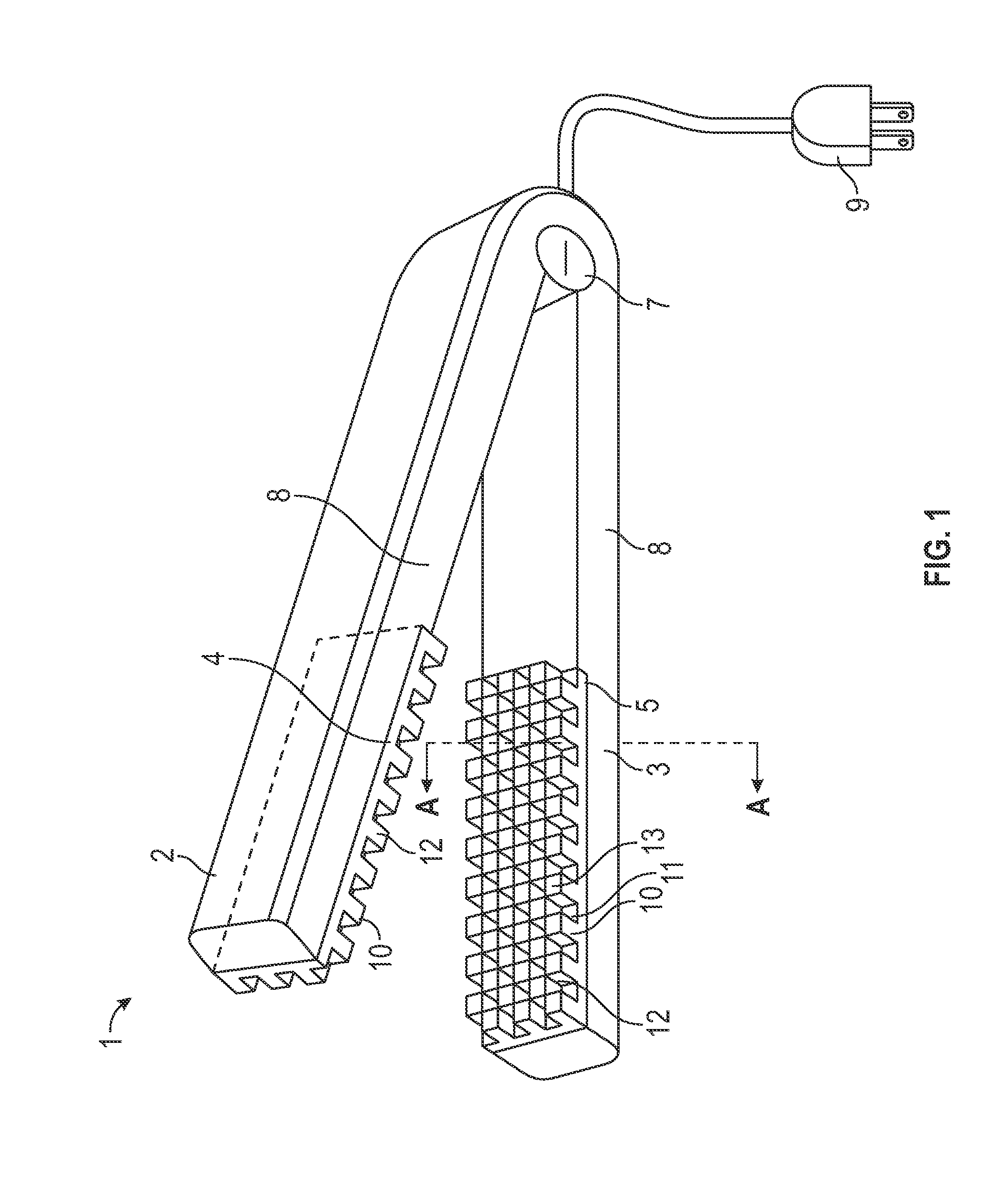 Hair volumizing device that utilizes individual treatment elements without leaving a visible pattern