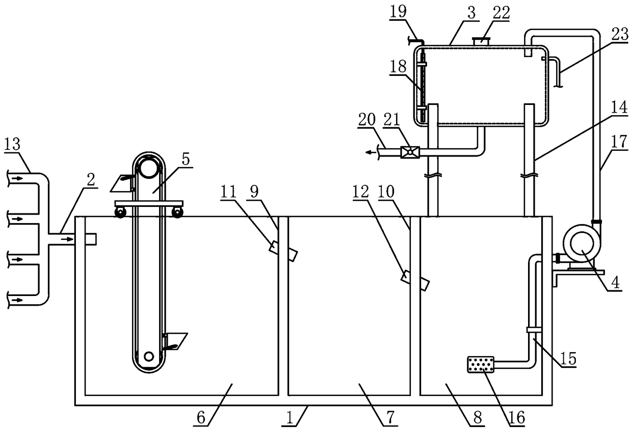 Sewage recovery recycling device for glass production