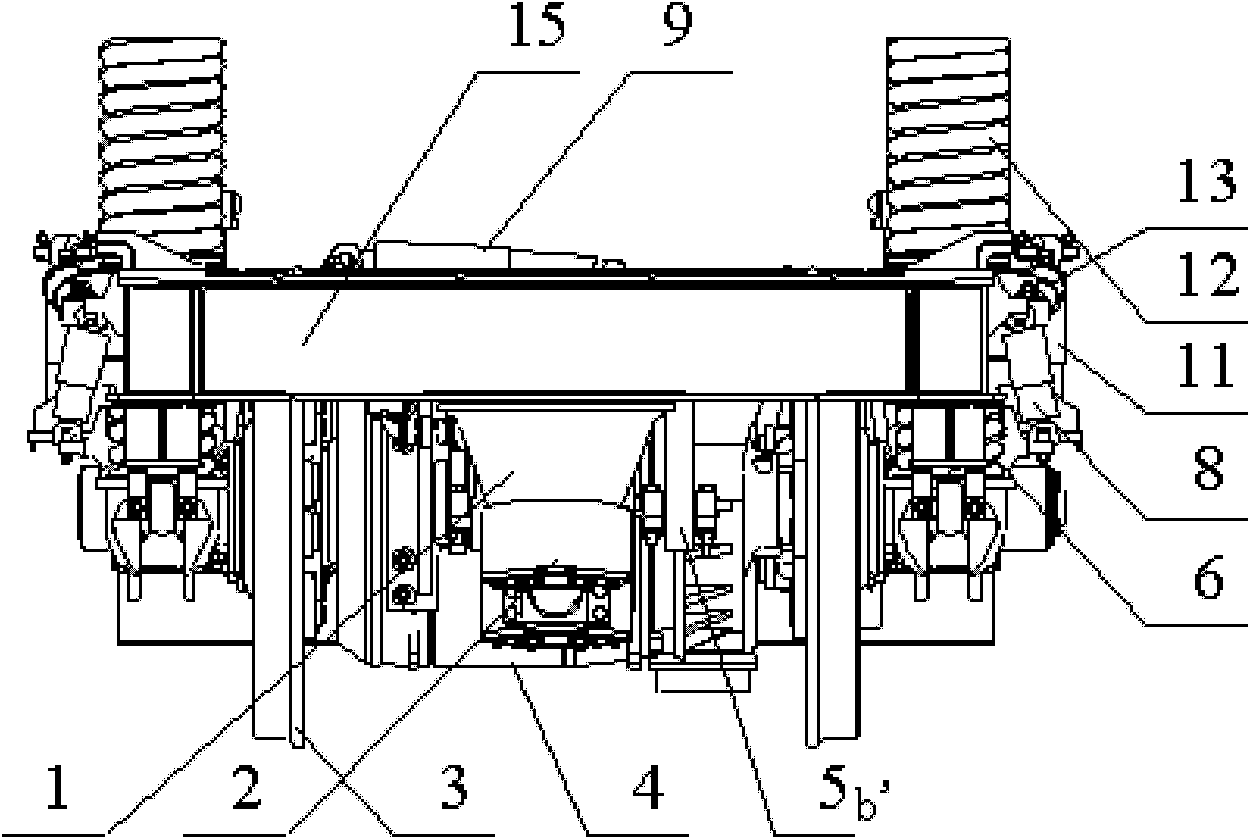 A1A shaft type elastic suspension turning frame for high speed locomotive