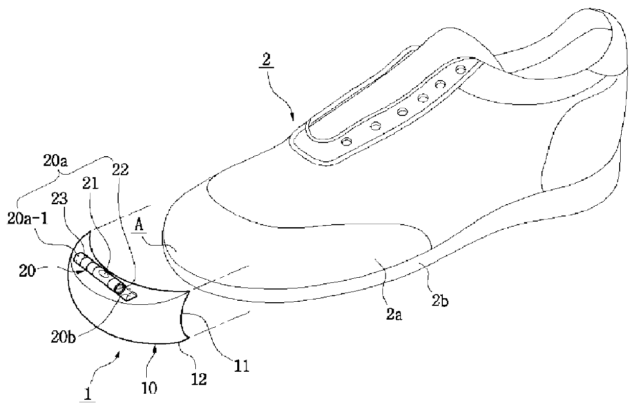 Level device for a shoe