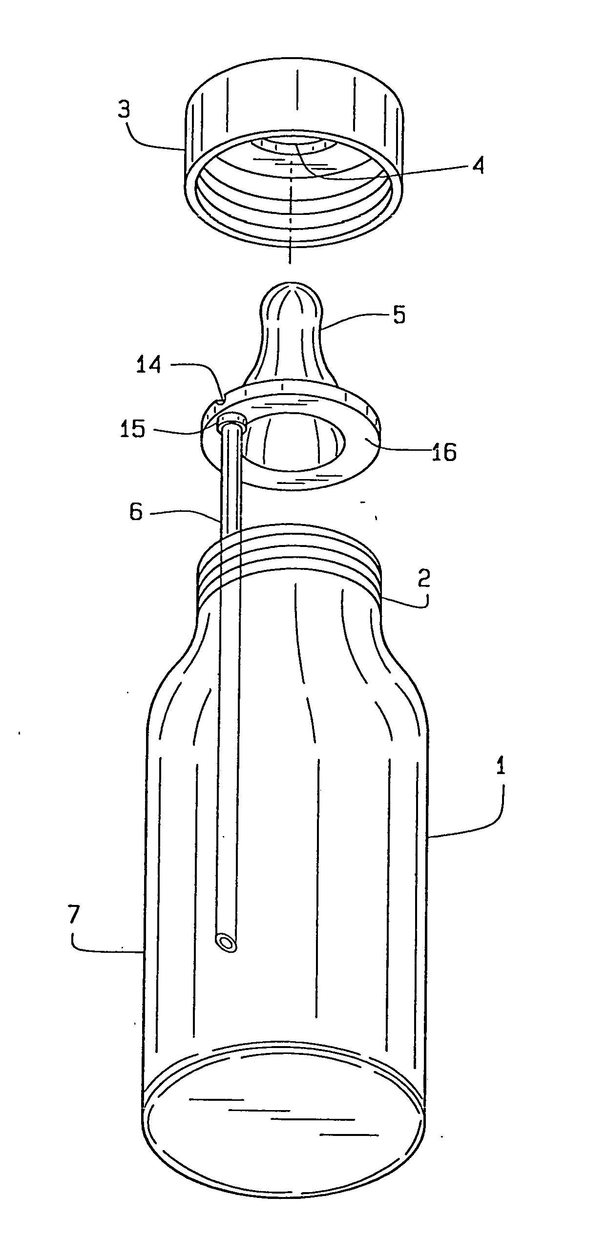 Nursing bottle with integrated collar and nipple flange venting structure