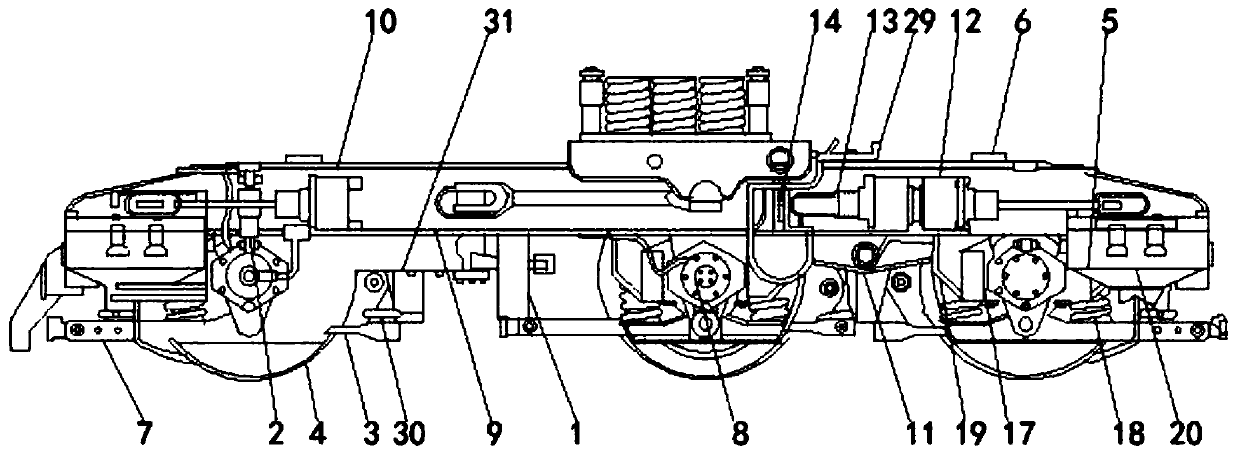 Bogie component of internal combustion locomotive