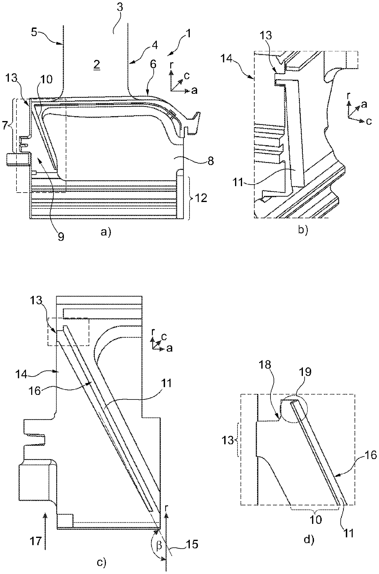 Blades of cyclone machines with radial band seals