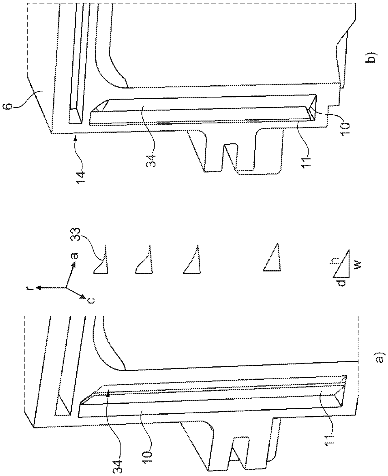 Blades of cyclone machines with radial band seals