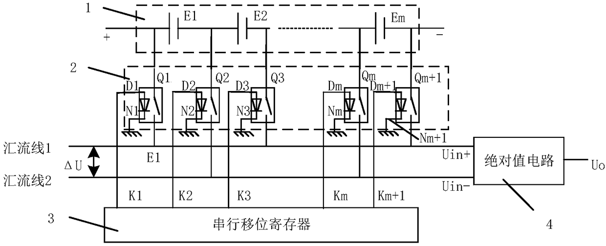 Photovoltaic cell module voltage measurement device based on differential switch array and voltage measurement method