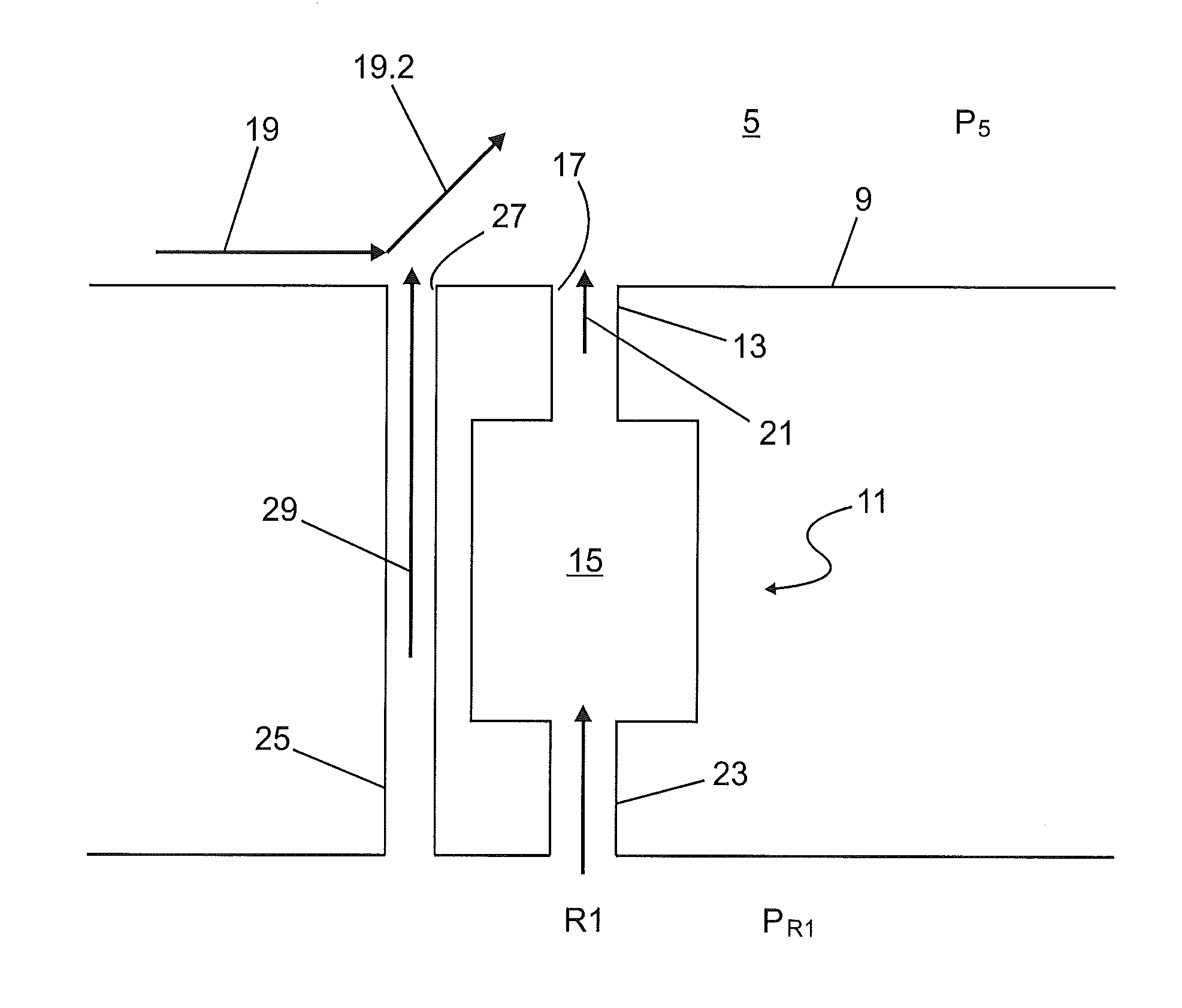 Acoustic damping device for chambers with grazing flow