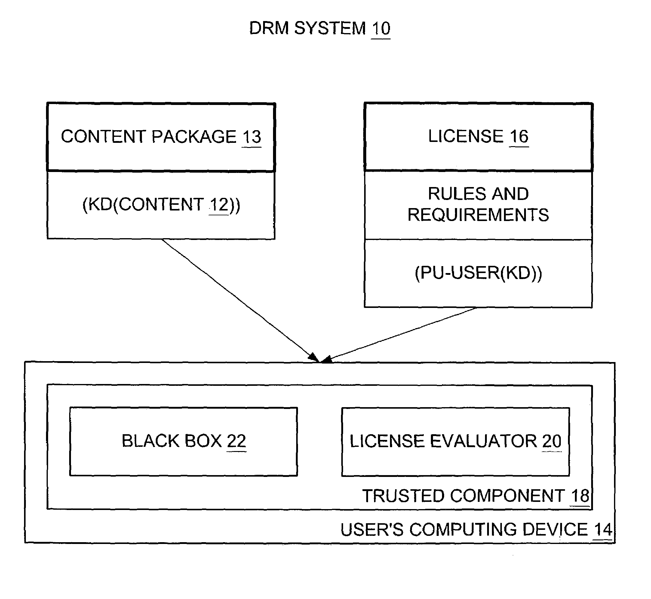 Tying a digital license to a user and tying the user to multiple computing devices in a digital rights management (DRM) system