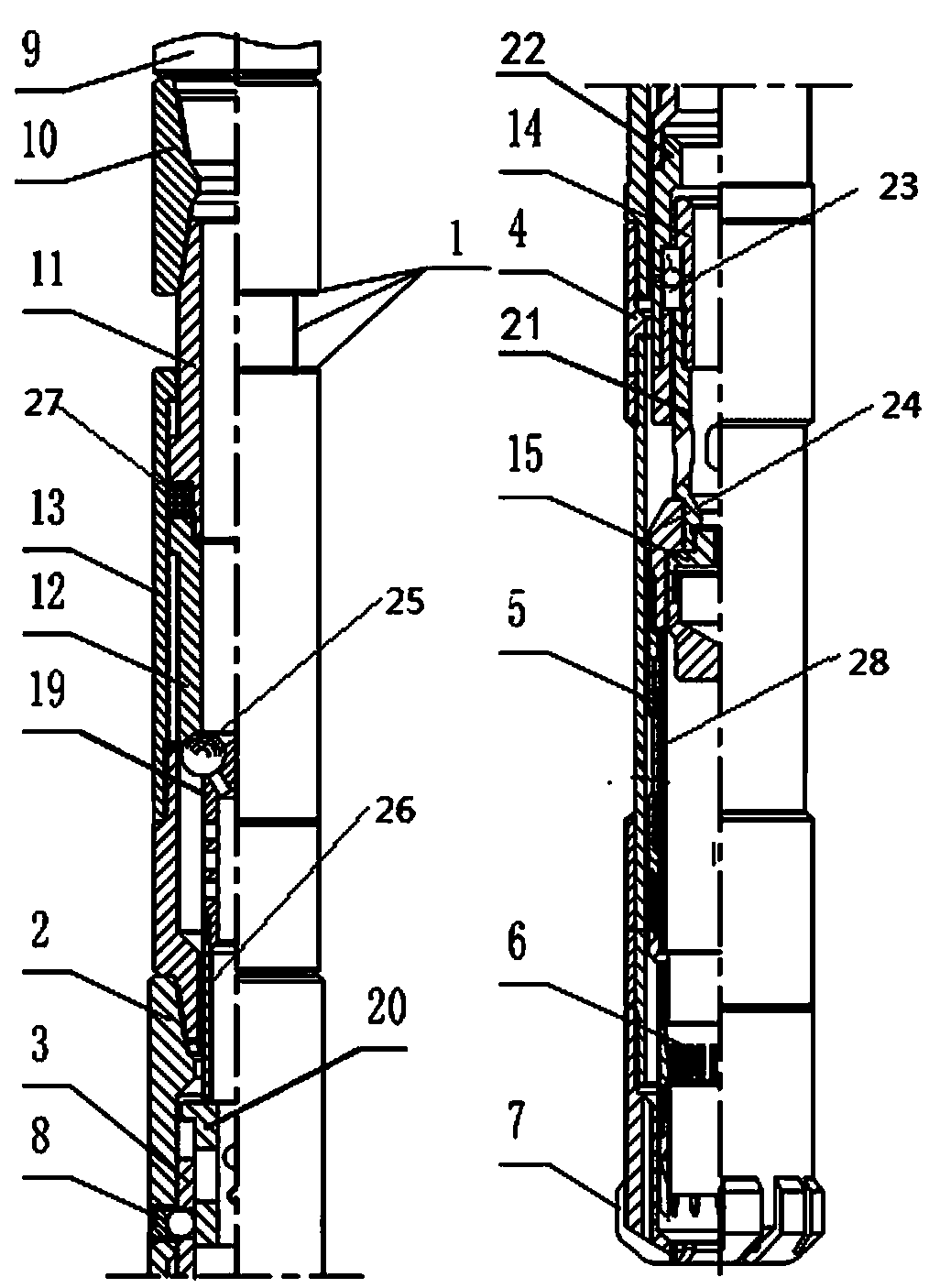 Differential type air-drilling coring device and differential type air-drilling coring method