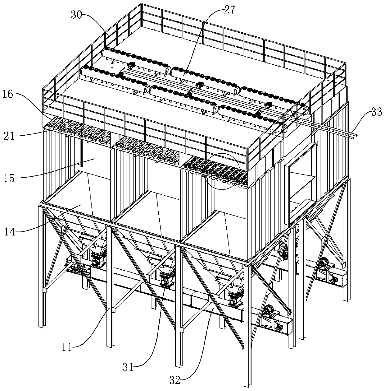 Double-air-duct cloth bag-type dust remover