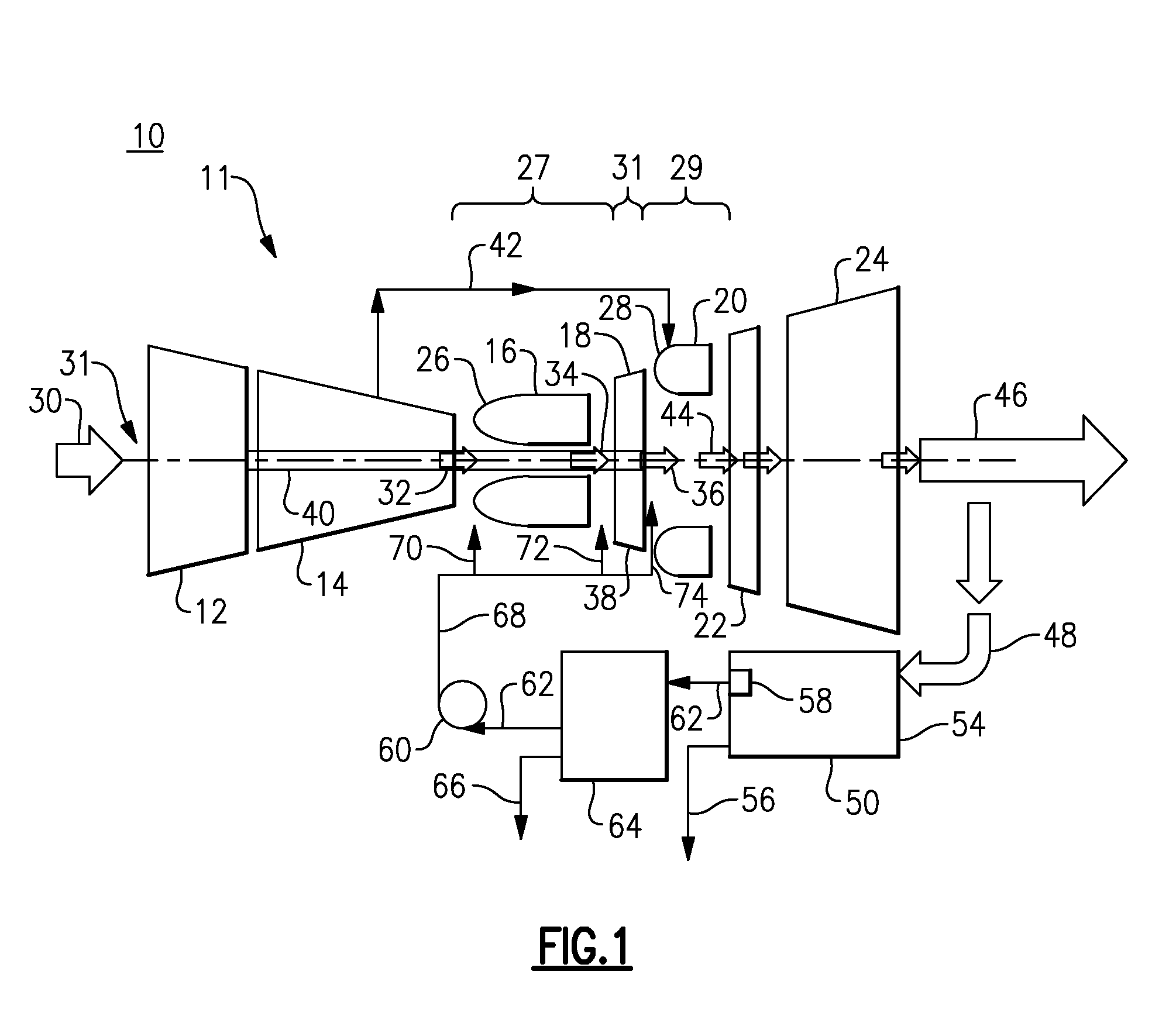 Gas turbine engine and method of operating thereof