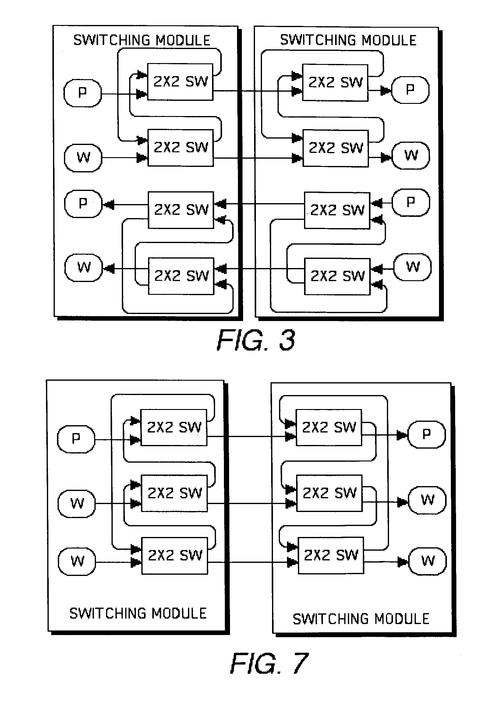 Optical protection switching using 2 by 2 switching functions