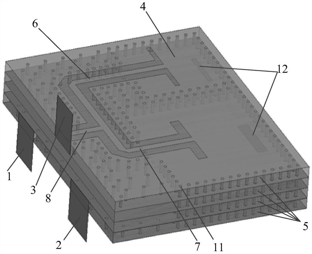 Three-dimensional stacked structure siw duplexer