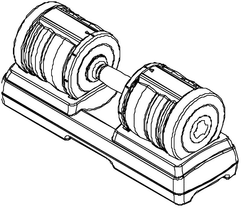 An adjustable weight dumbbell