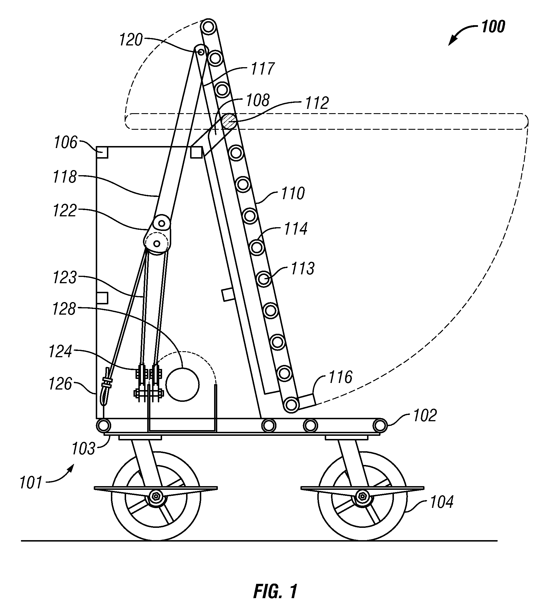 Material carrying and lifting apparatus having a pivoting tabletop