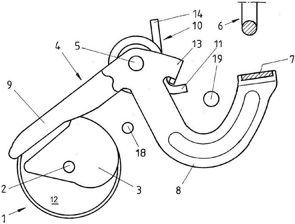 Closing device having a control disk and method for closing a hood by means of such a closing device