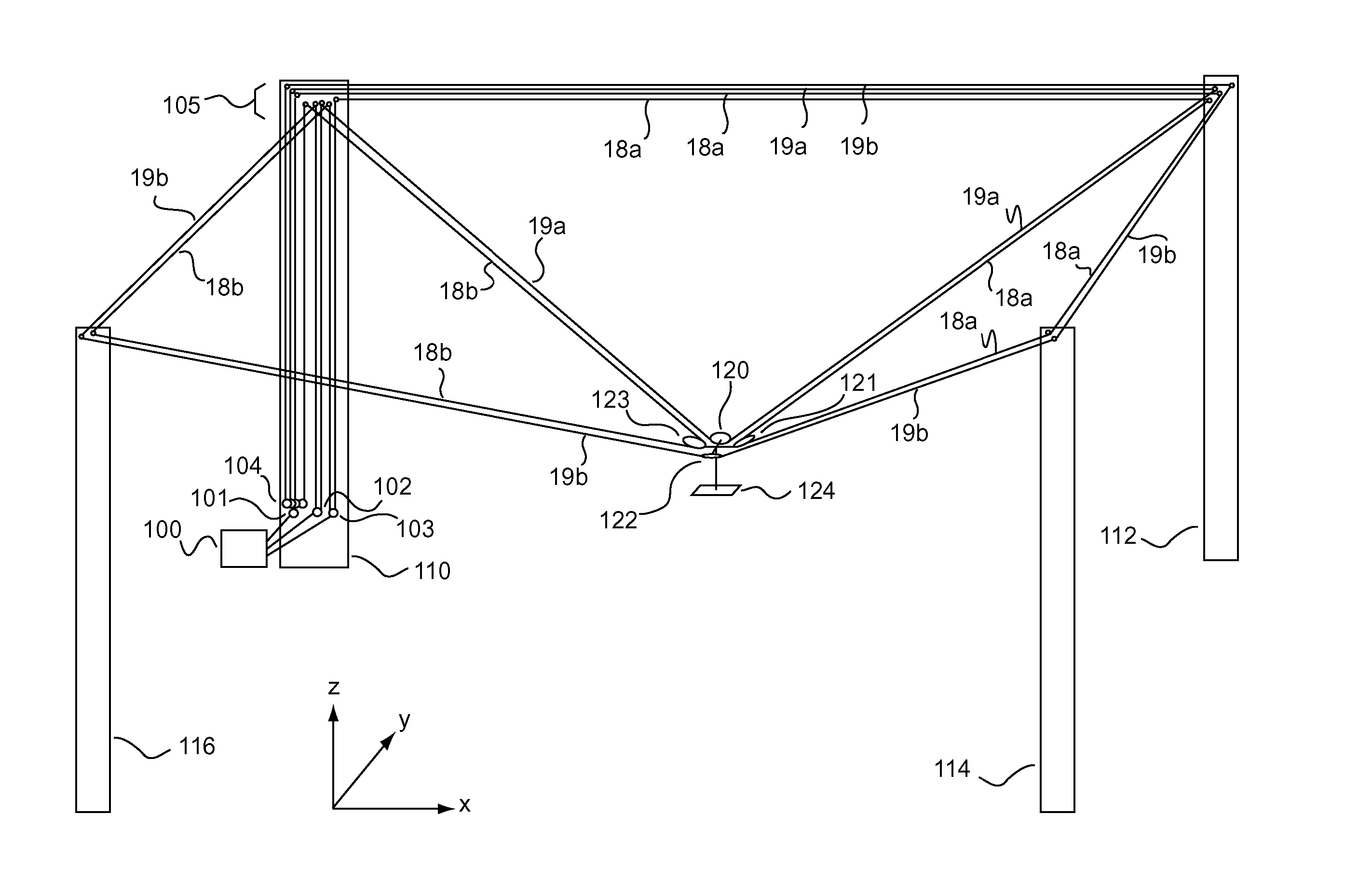 Cabling system and method for facilitating fluid three-dimensional movement of a suspended camera