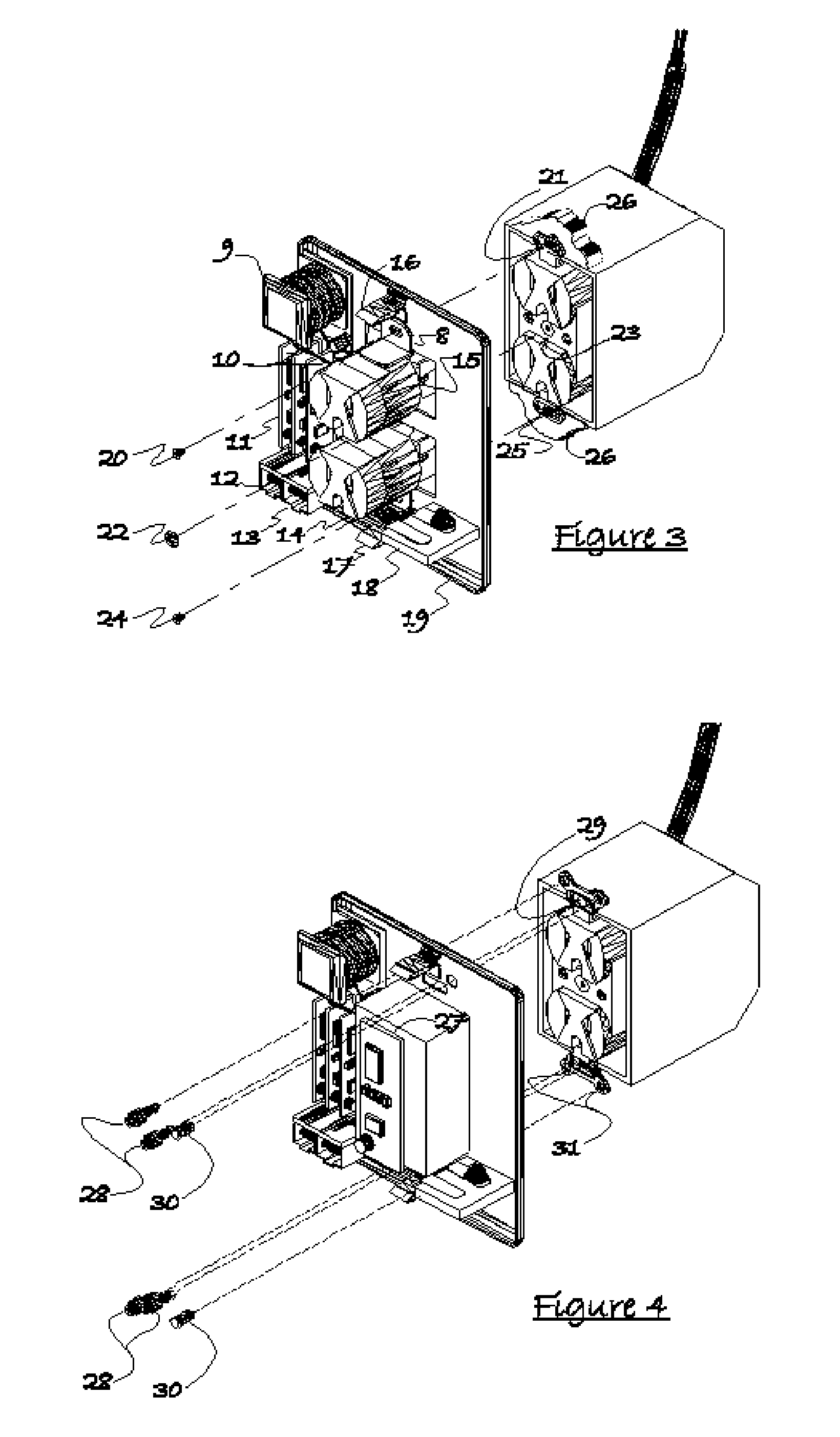 Apparatus that enables low cost installation of a secure and tamper proof assembly that accommodates lifeline support for power line communication devices