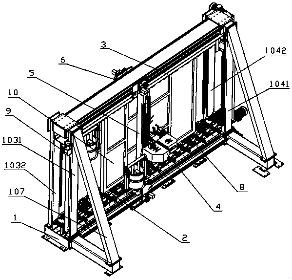 Automatic double-sided gluing machine for vertical doors and windows