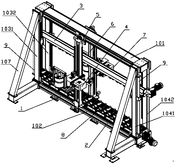 Automatic double-sided gluing machine for vertical doors and windows