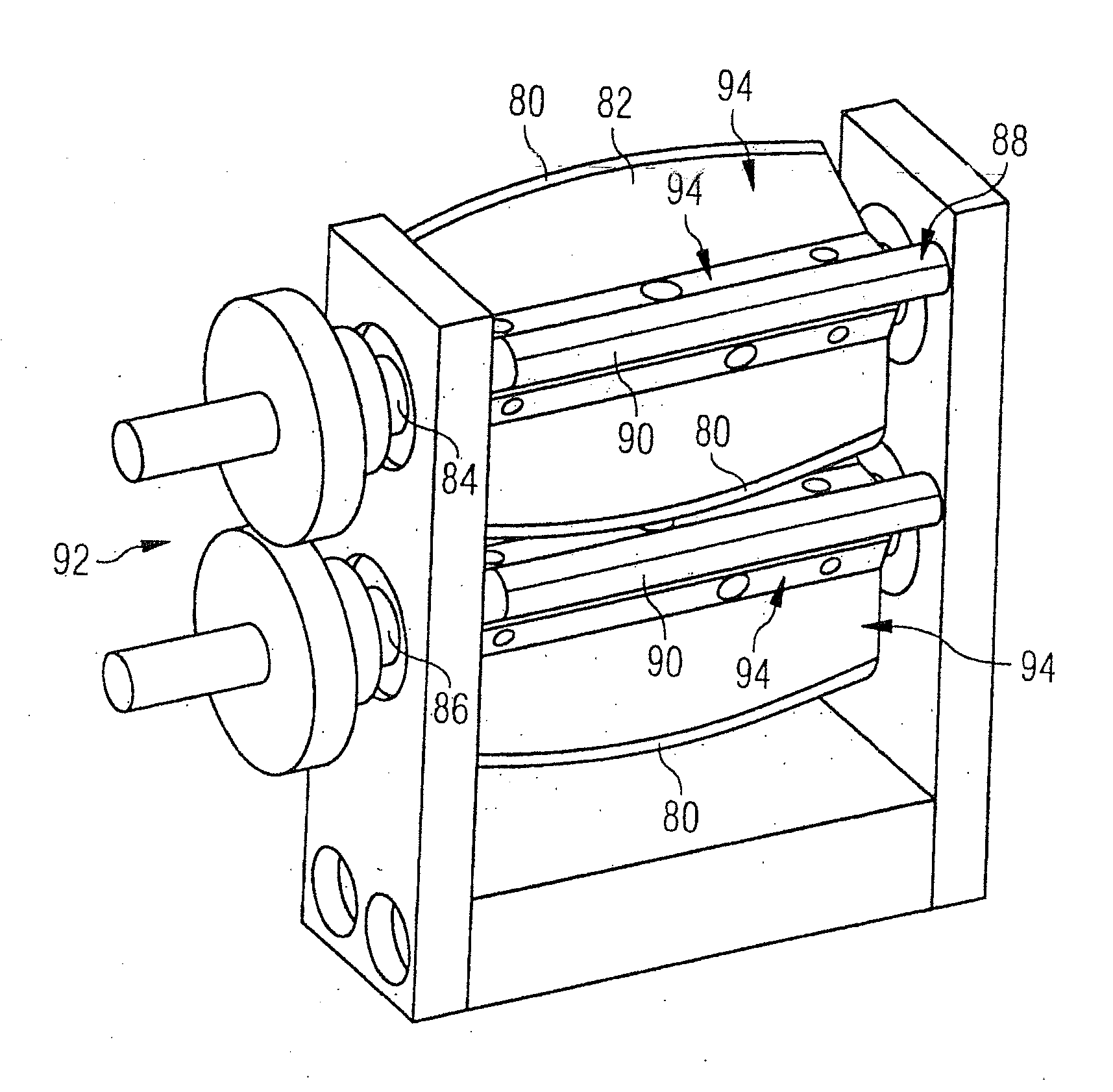 Spreading device for spreading out fiber filament bundles and spreading method carried out using the same