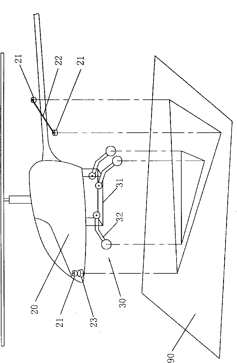 Device for compensating the difference of height by which a helicopter lands on a non-horizontal ground and the method thereof