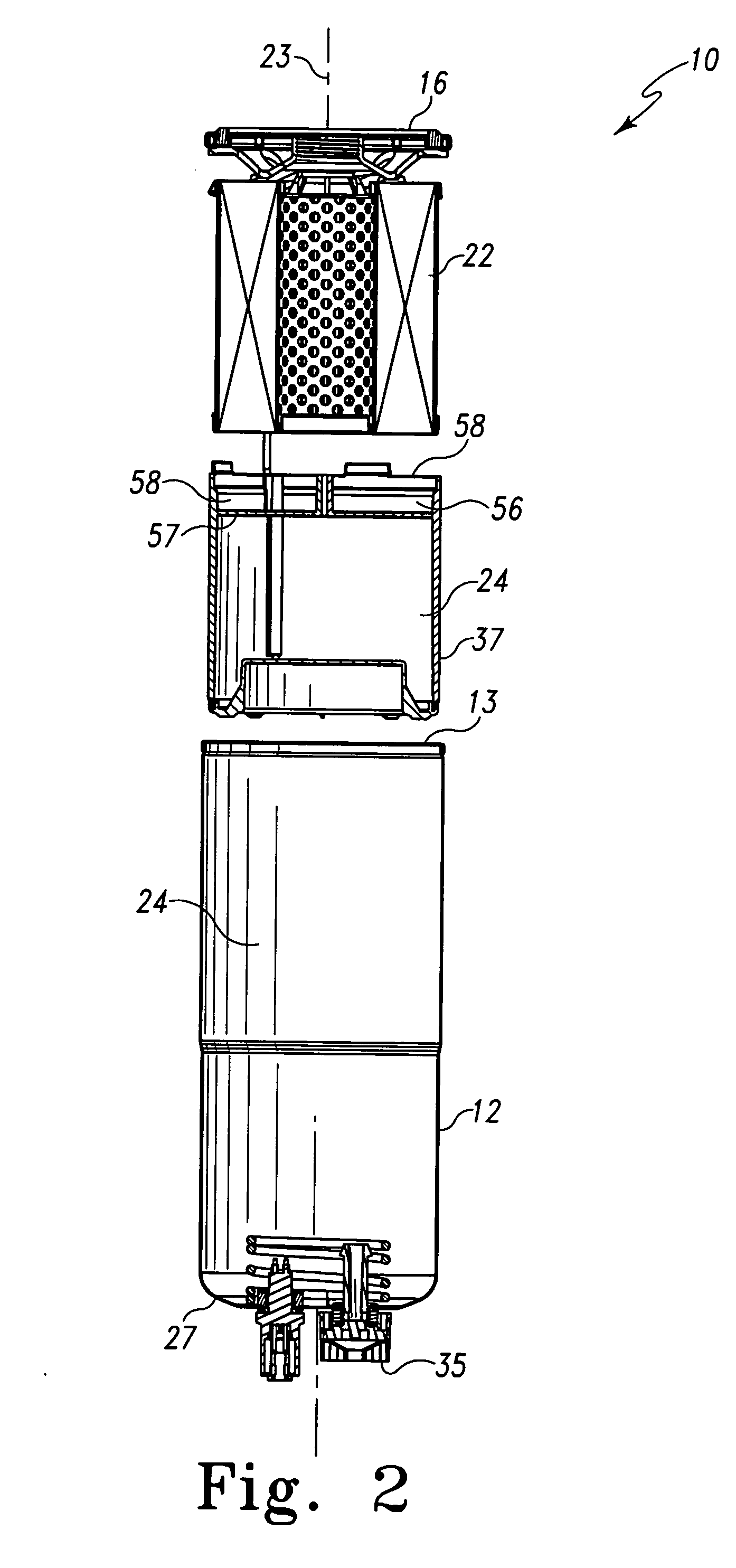 Liquid additive slow-release apparatus driven by a filter pressure gradient