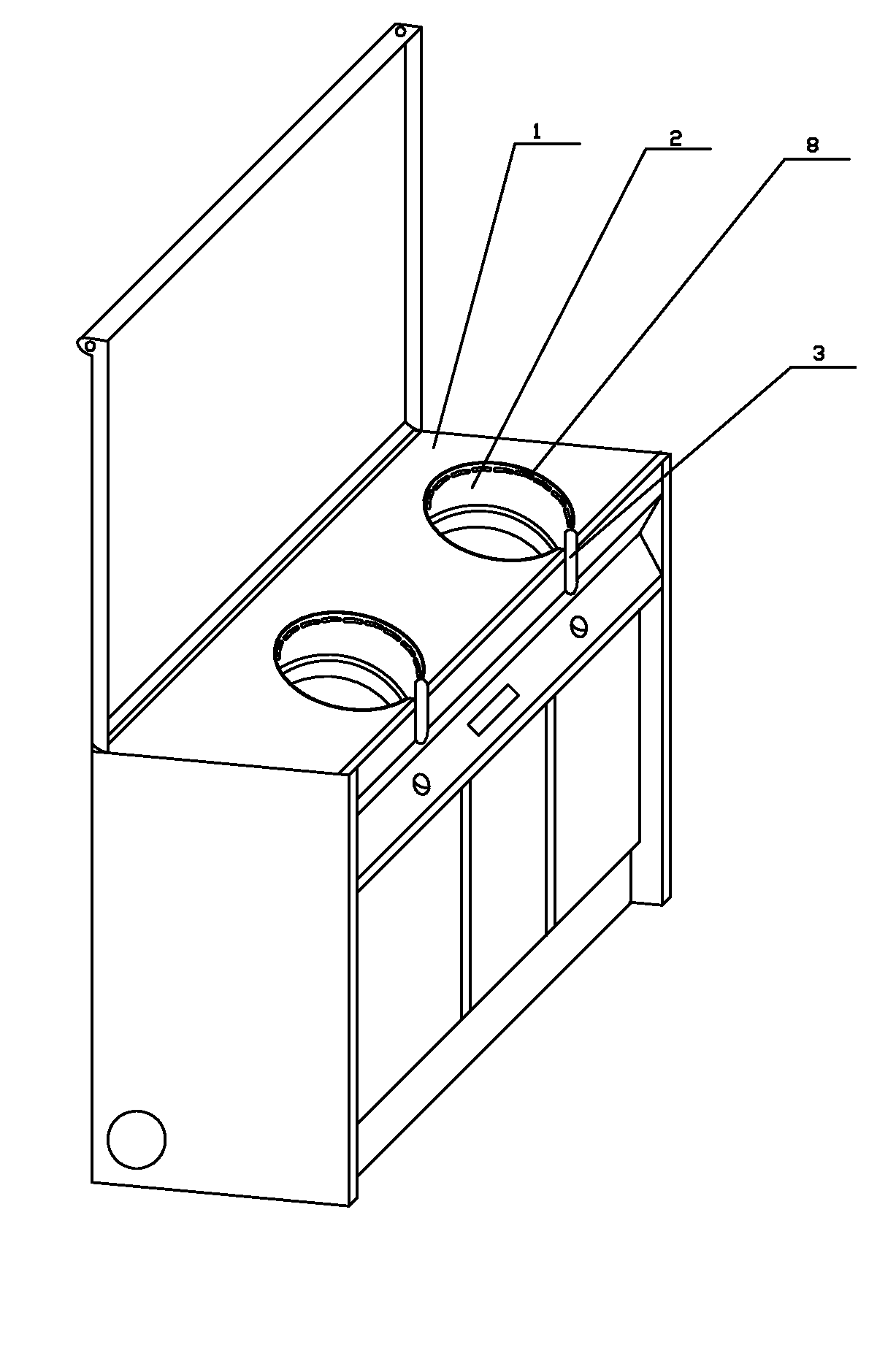 Integrated stove in which oil smoke is discharged downward