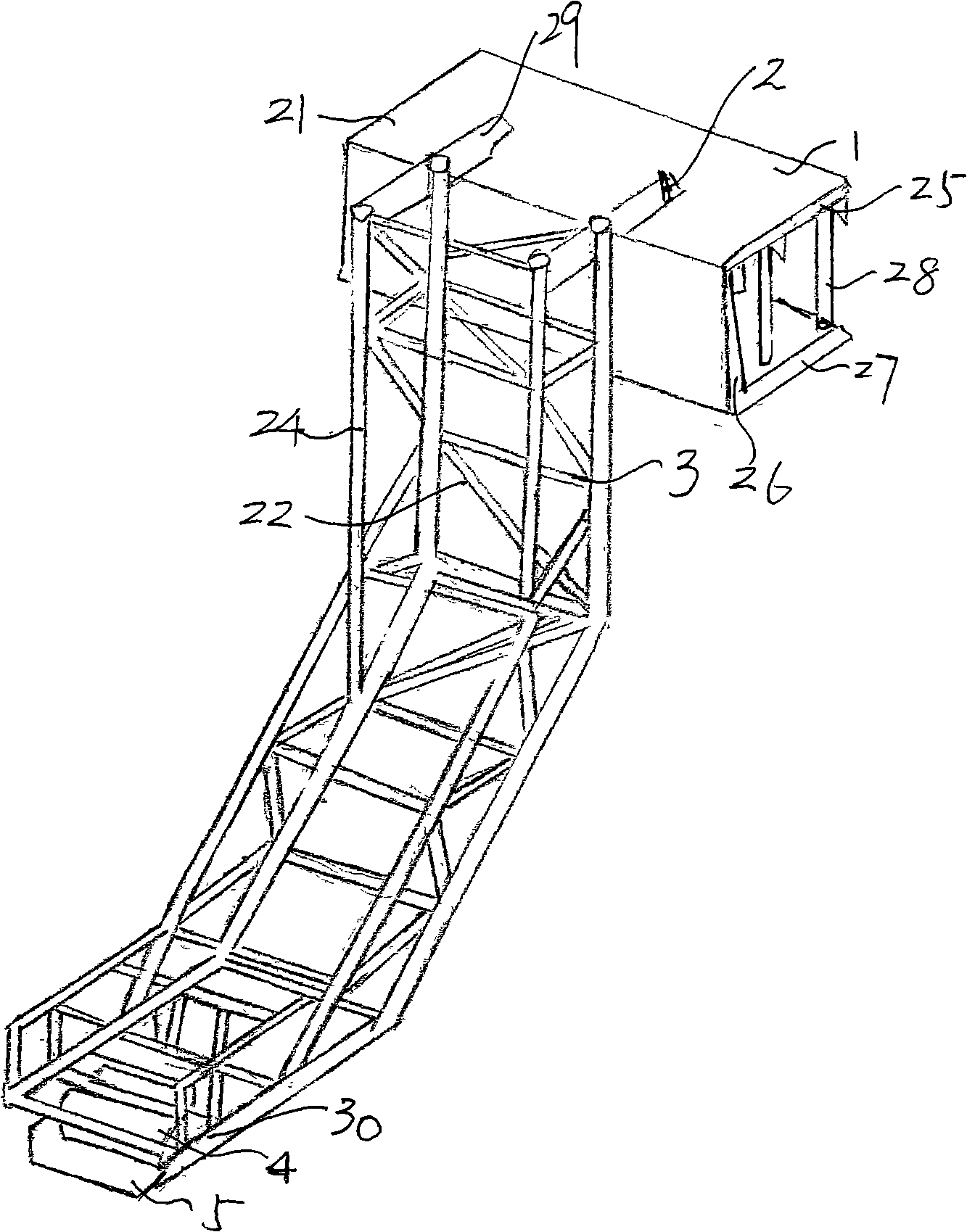 Large-sized thruster underwater installing process based on L type floating platform