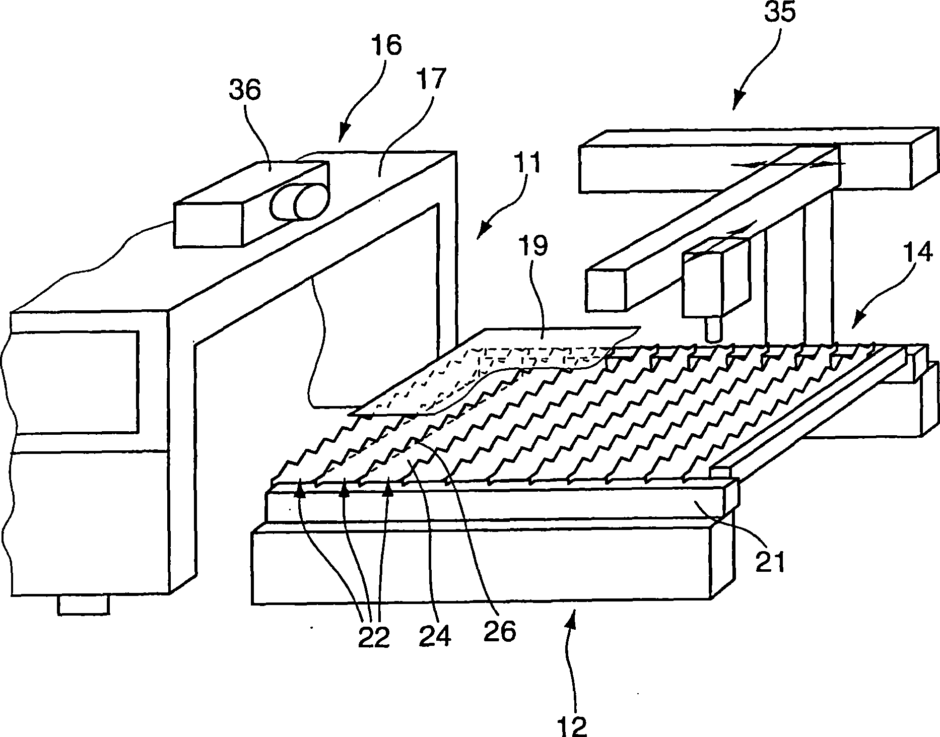 A work support used to contain especially a flat workpiece in a processing unit and having a supporting element capable of being attached to a bearing element