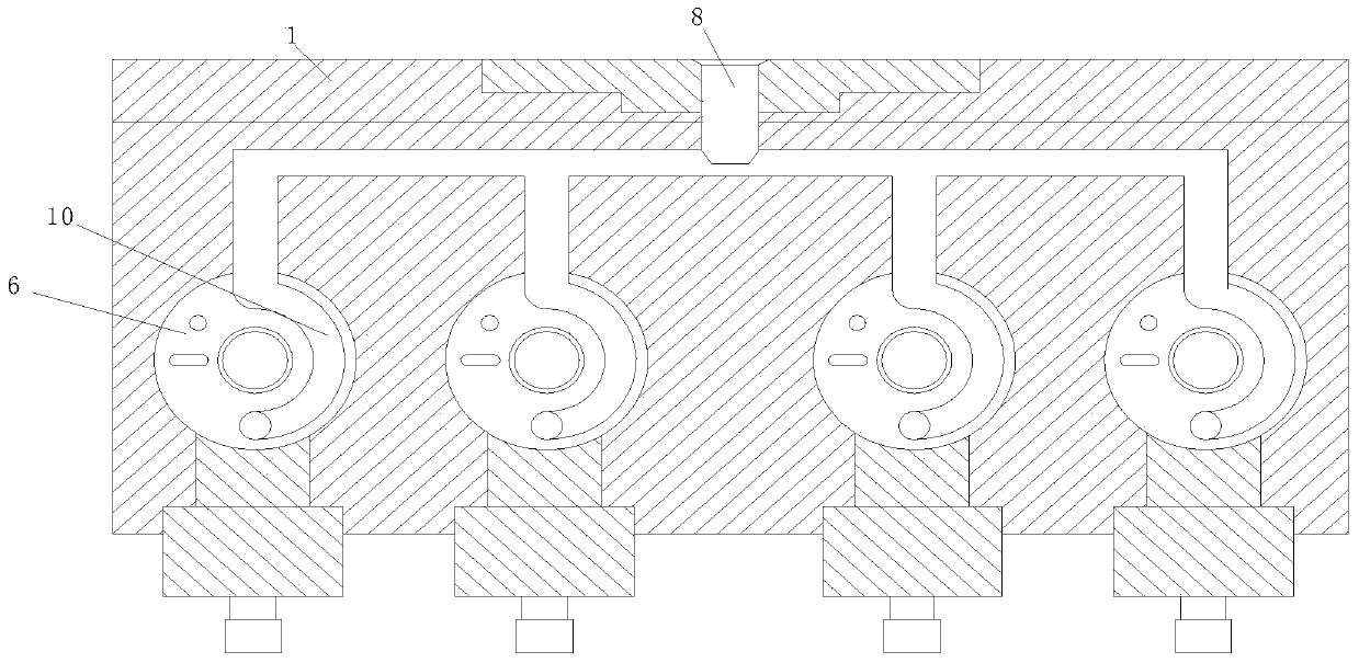 Device for regulating flow of tube blank plastic suction mold forming runner