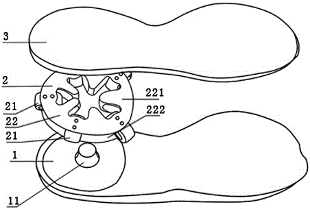 Sole with annular shock absorber