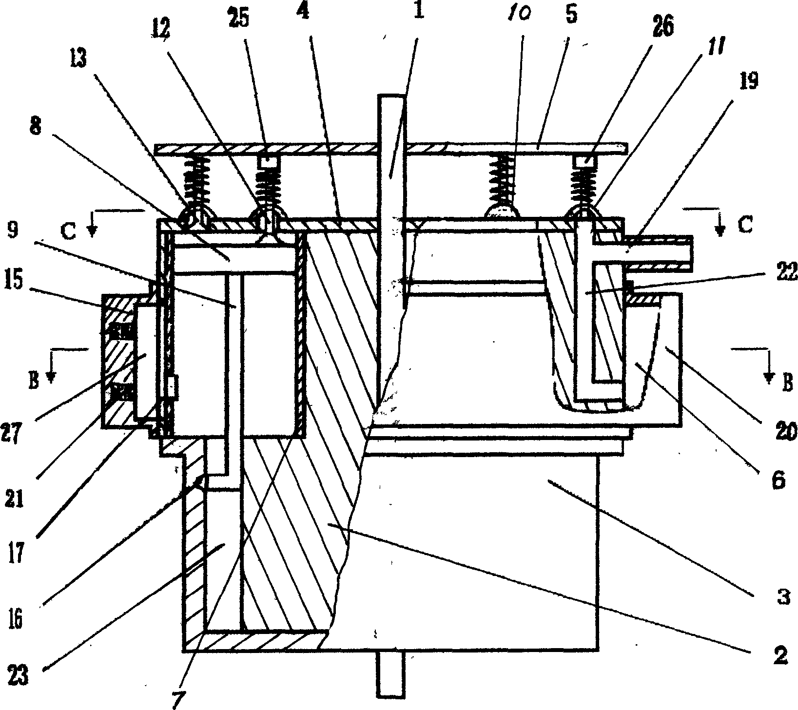 Straight cylindrical shaft and inside rail type internal combustion engine