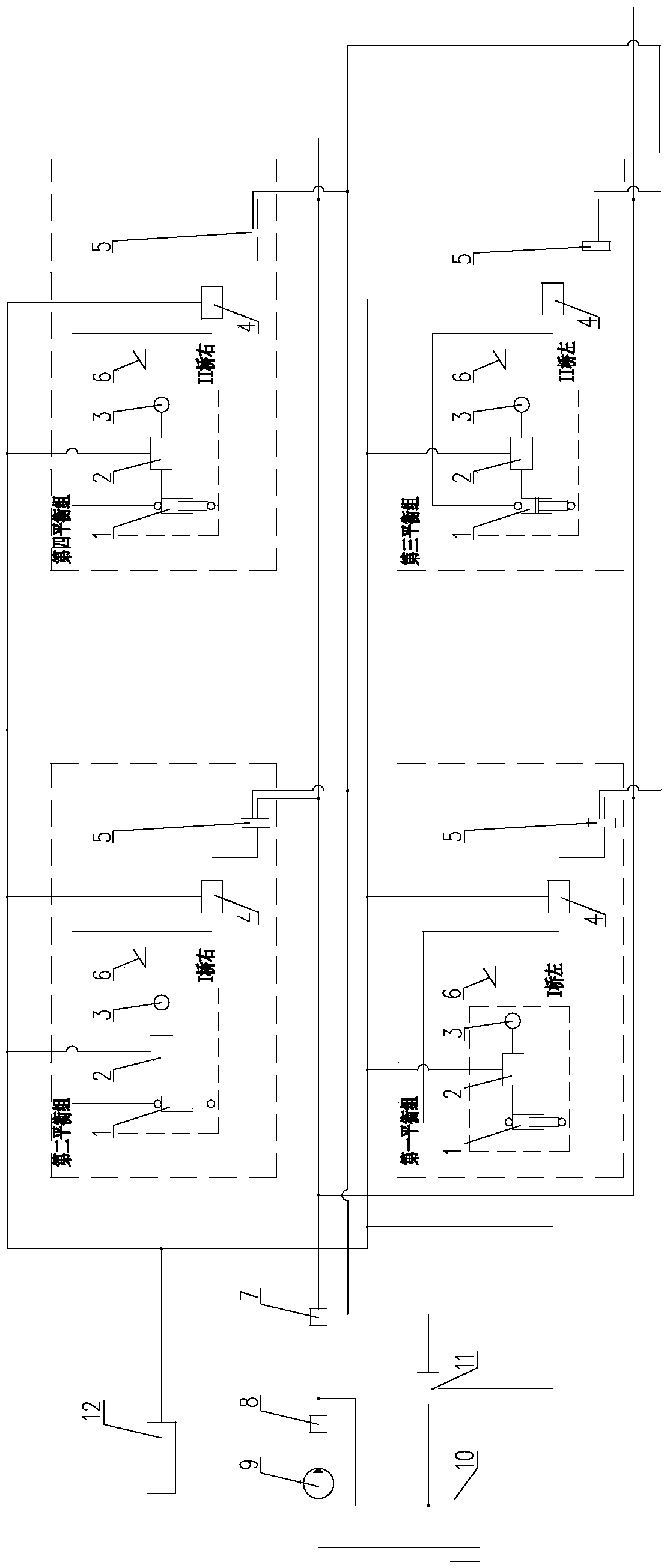 Hydraulic system of liftable oil and gas suspension