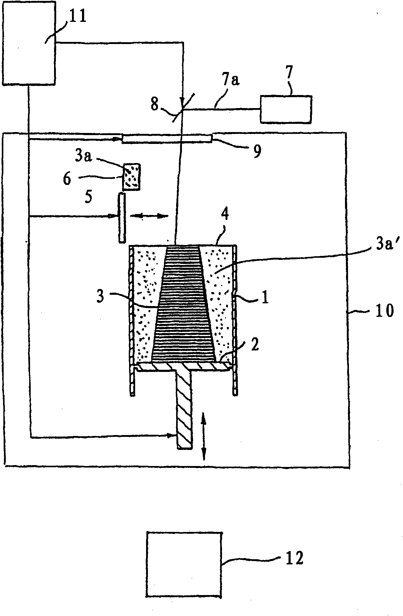 Method and device for the layered production of a three-dimensional object from a powdery material