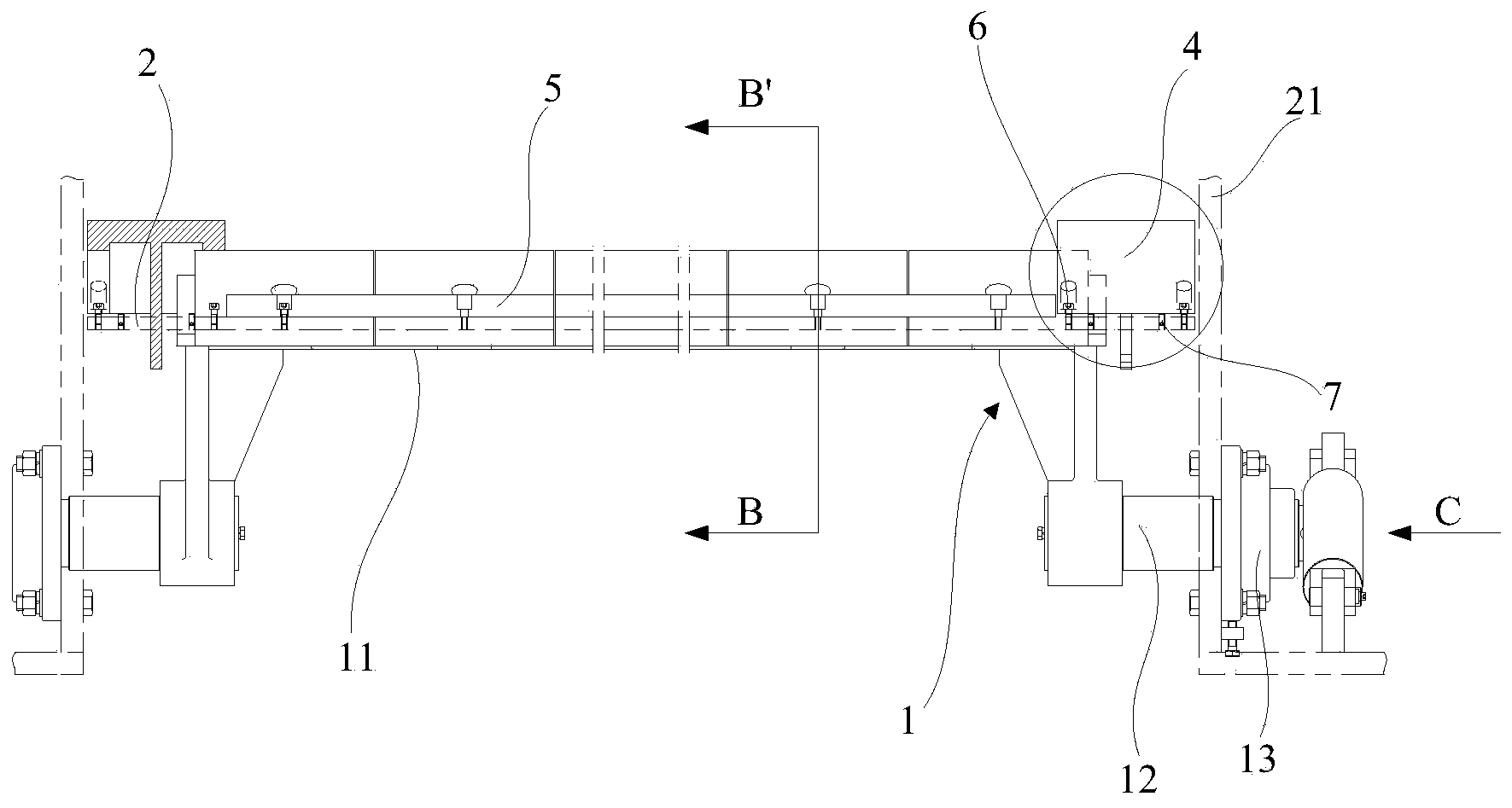 Seal component of discharge door, discharge door mechanism and stirrer