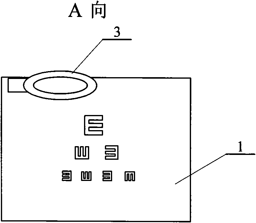 Near vision chart with fixed distance positioning rod