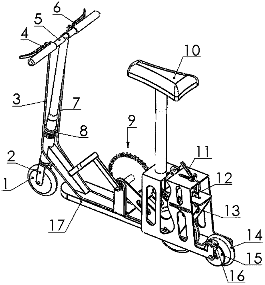 Accelerated sliding detachable scooter