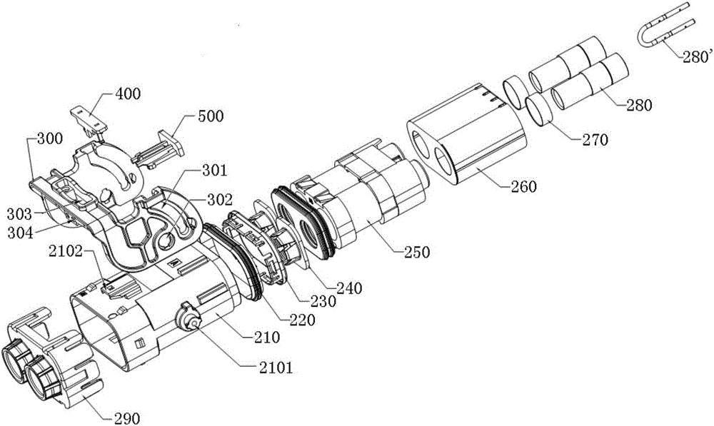 Handle-type high-voltage connector