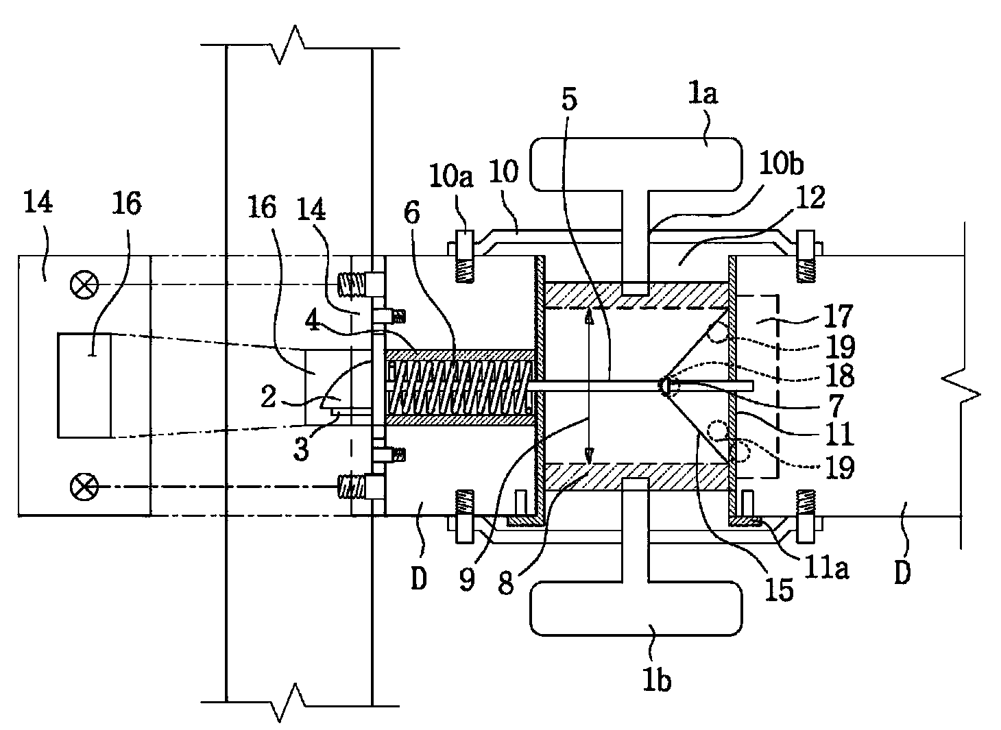 Closed force transmission device and safety door lock using same