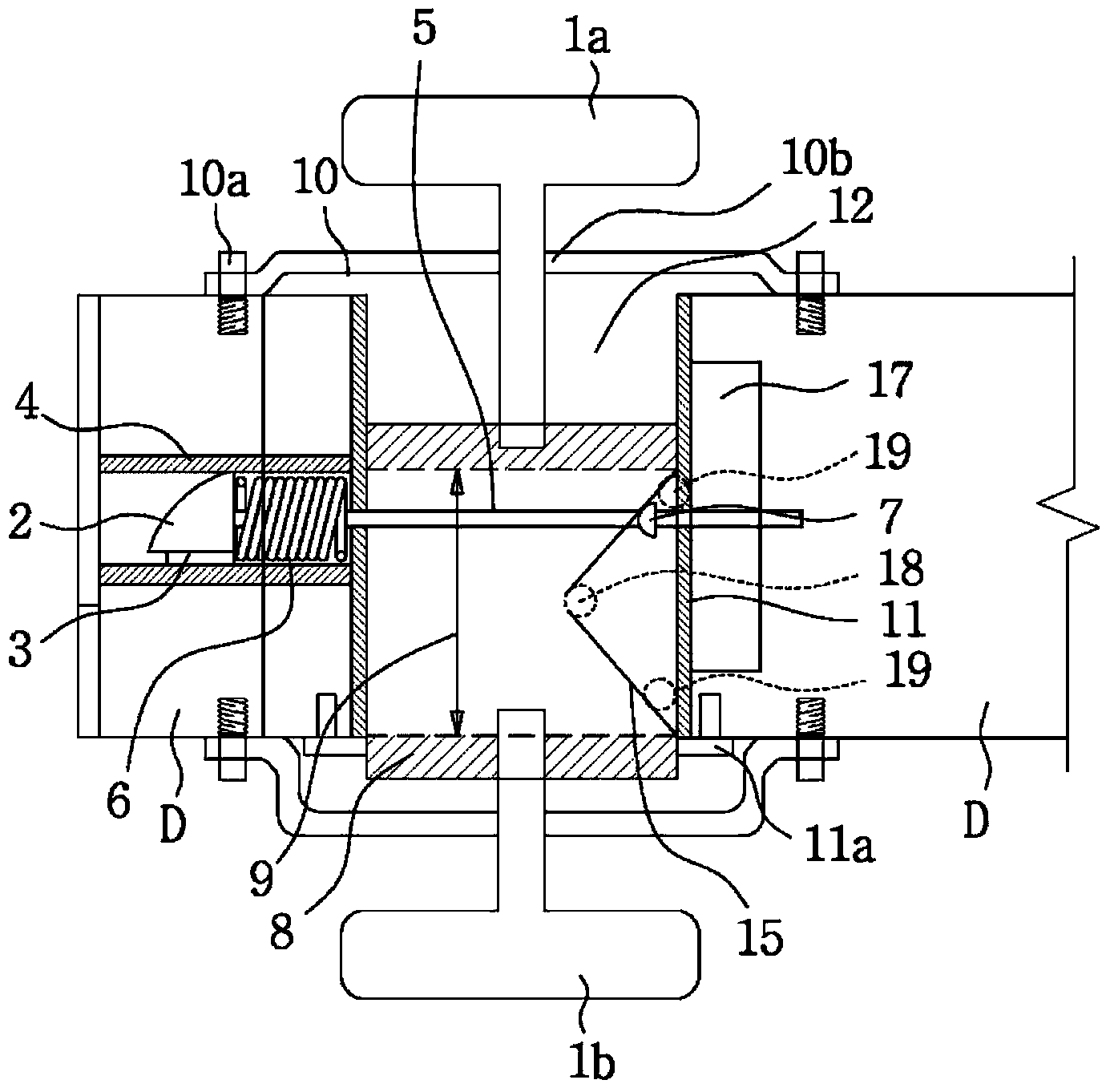 Closed force transmission device and safety door lock using same