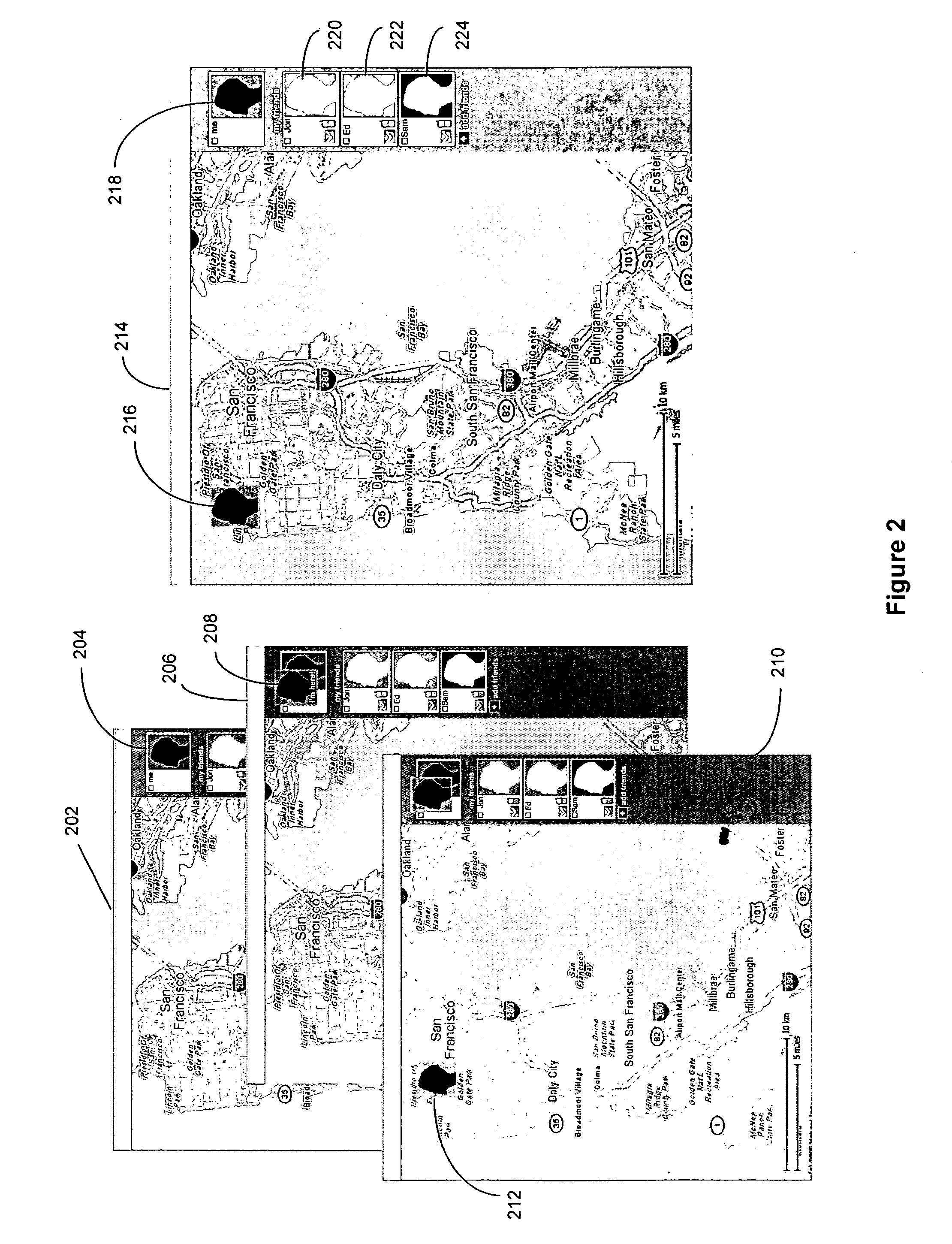 Method and system for communicating with multiple users via a map over the internet