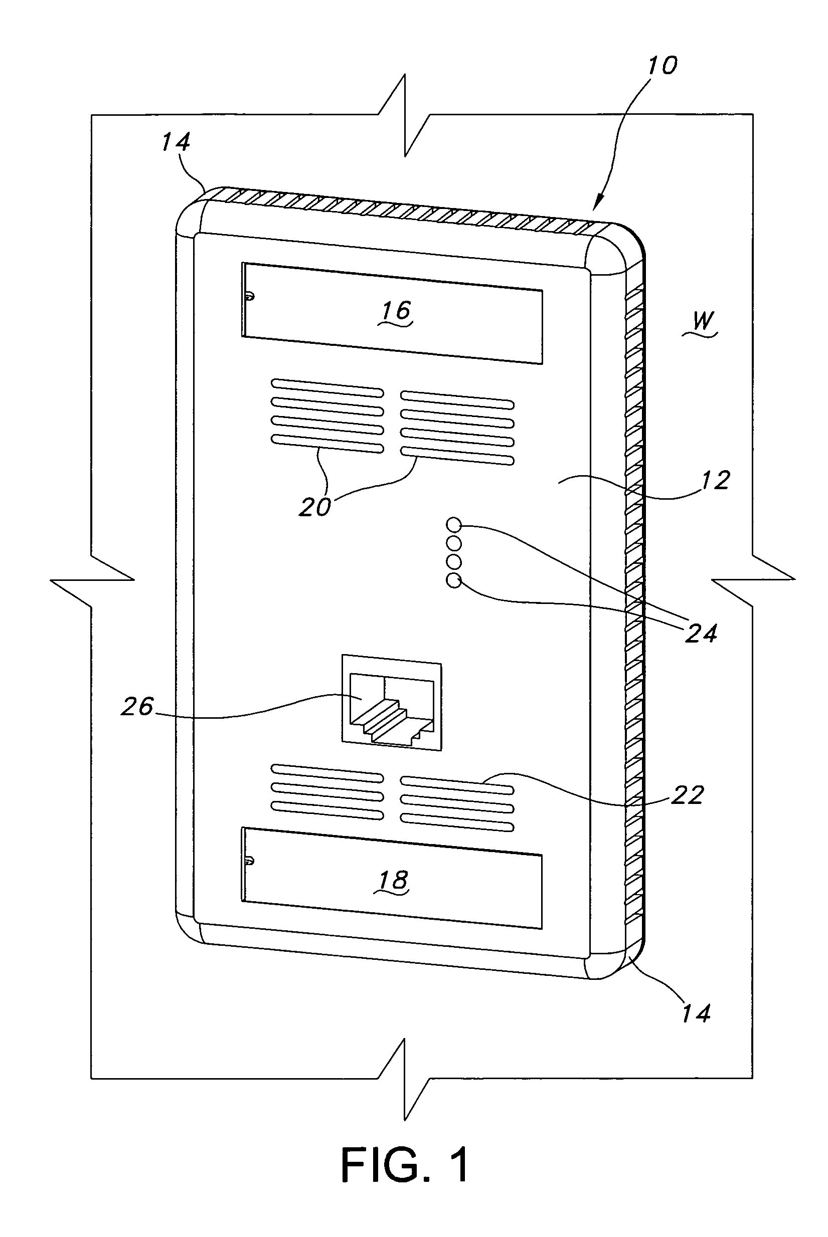 Electrical receptacle with open corner region