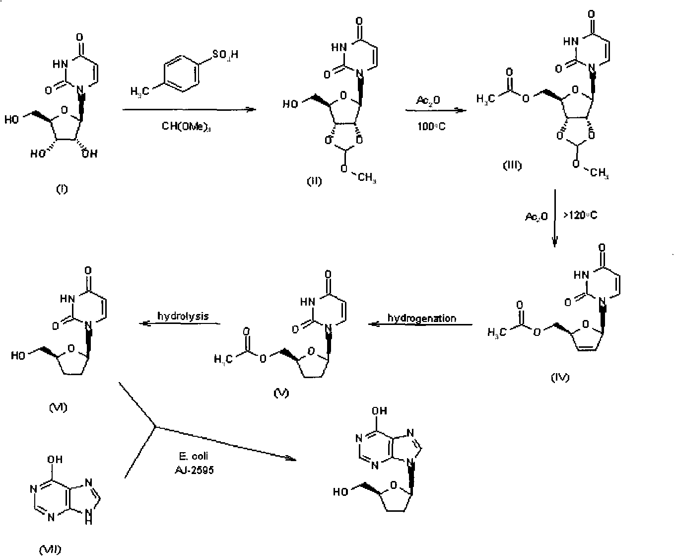 Method for synthesizing dideoxynucleoside through glycosyl transfer reaction and application thereof