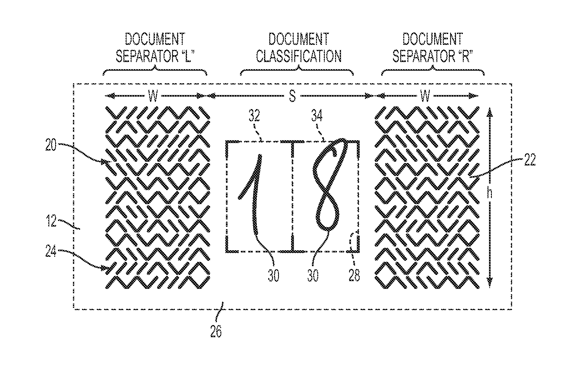Method for one-step document categorization and separation using stamped machine recognizable patterns