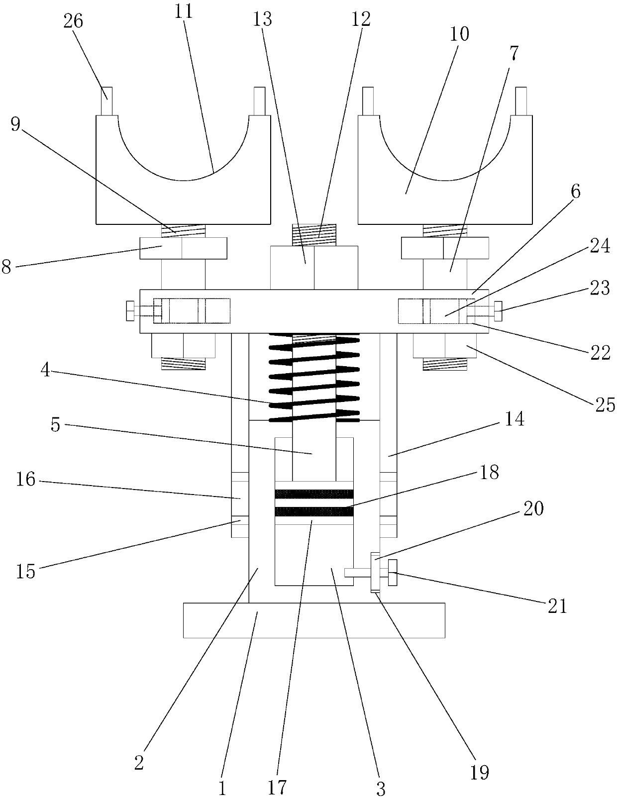 Adjustable support frame for double pipelines