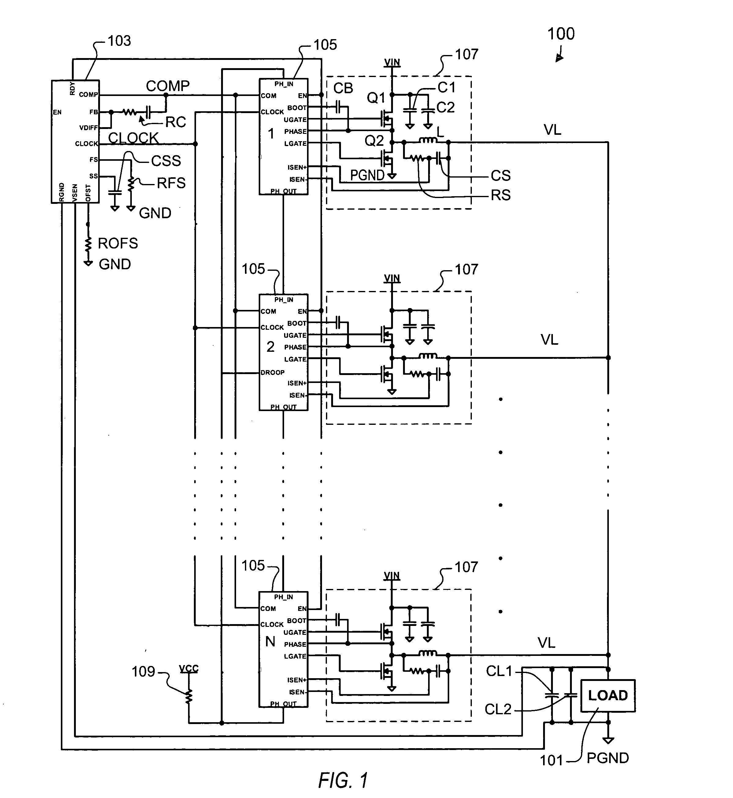 Clocked cascading current-mode regulator with high noise immunity and arbitrary phase count